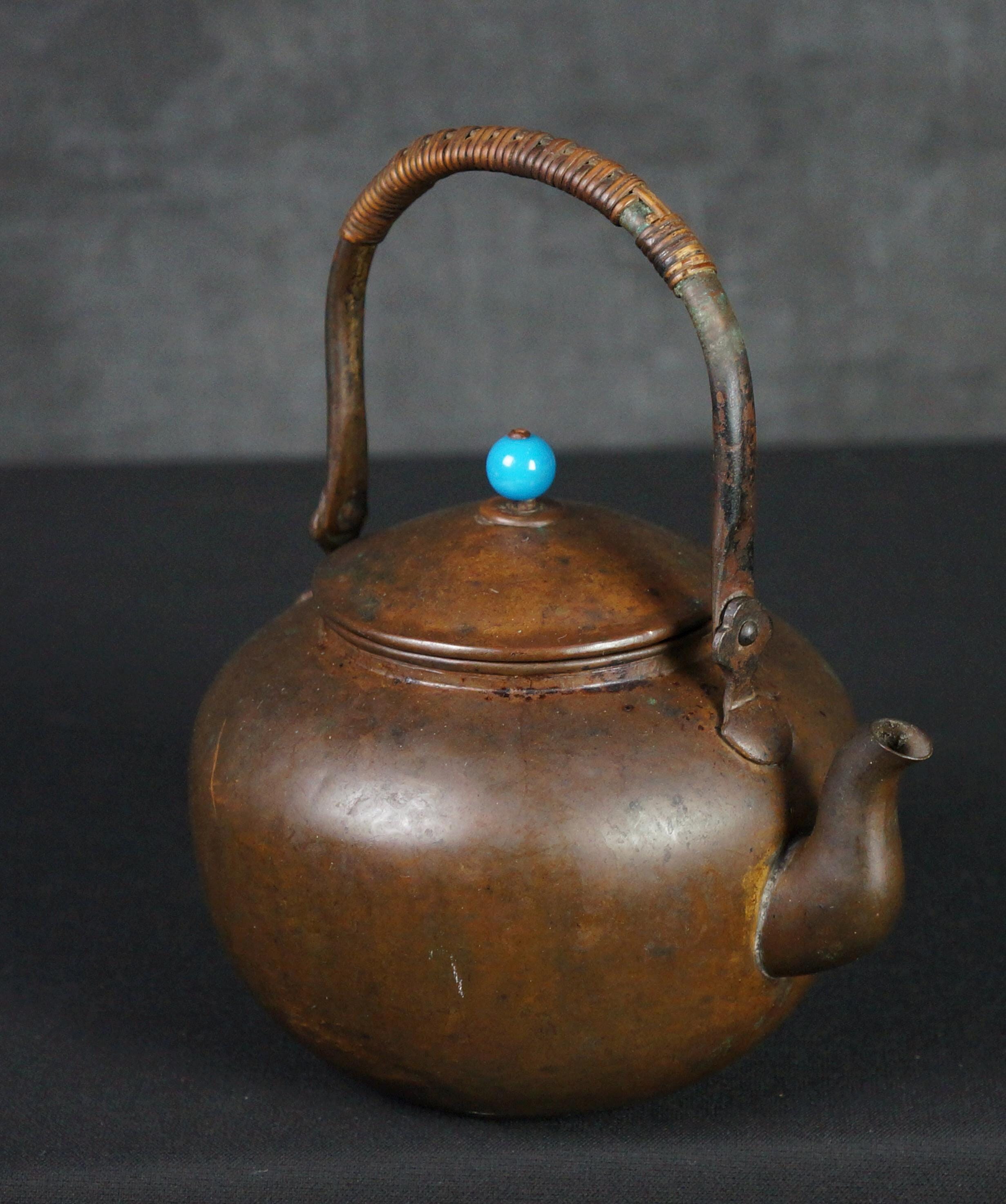 Japan Bronze Kettle Yakan Hand Made Hammered Craft 1900 Sencha Tea