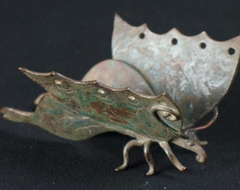 Antique Japanese bronze Chocho butterfly sculpture 1800 Japan lost wax craft.