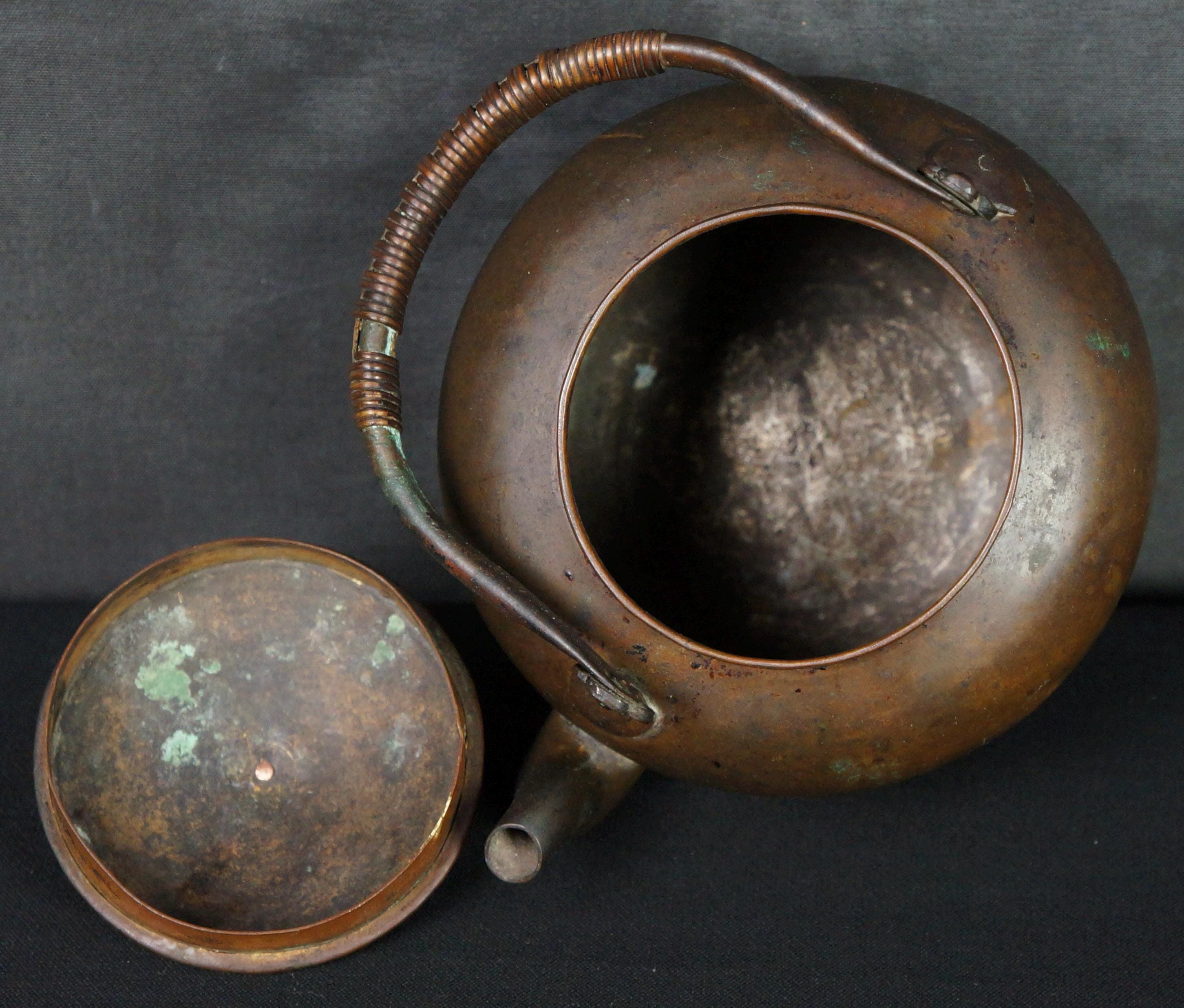 MADE IN OCCUPIED JAPAN 煉瓦色ケトル　やかん Japan Bronze Kettle Yakan Hand Made Hammered Craft 1900 Sencha Tea