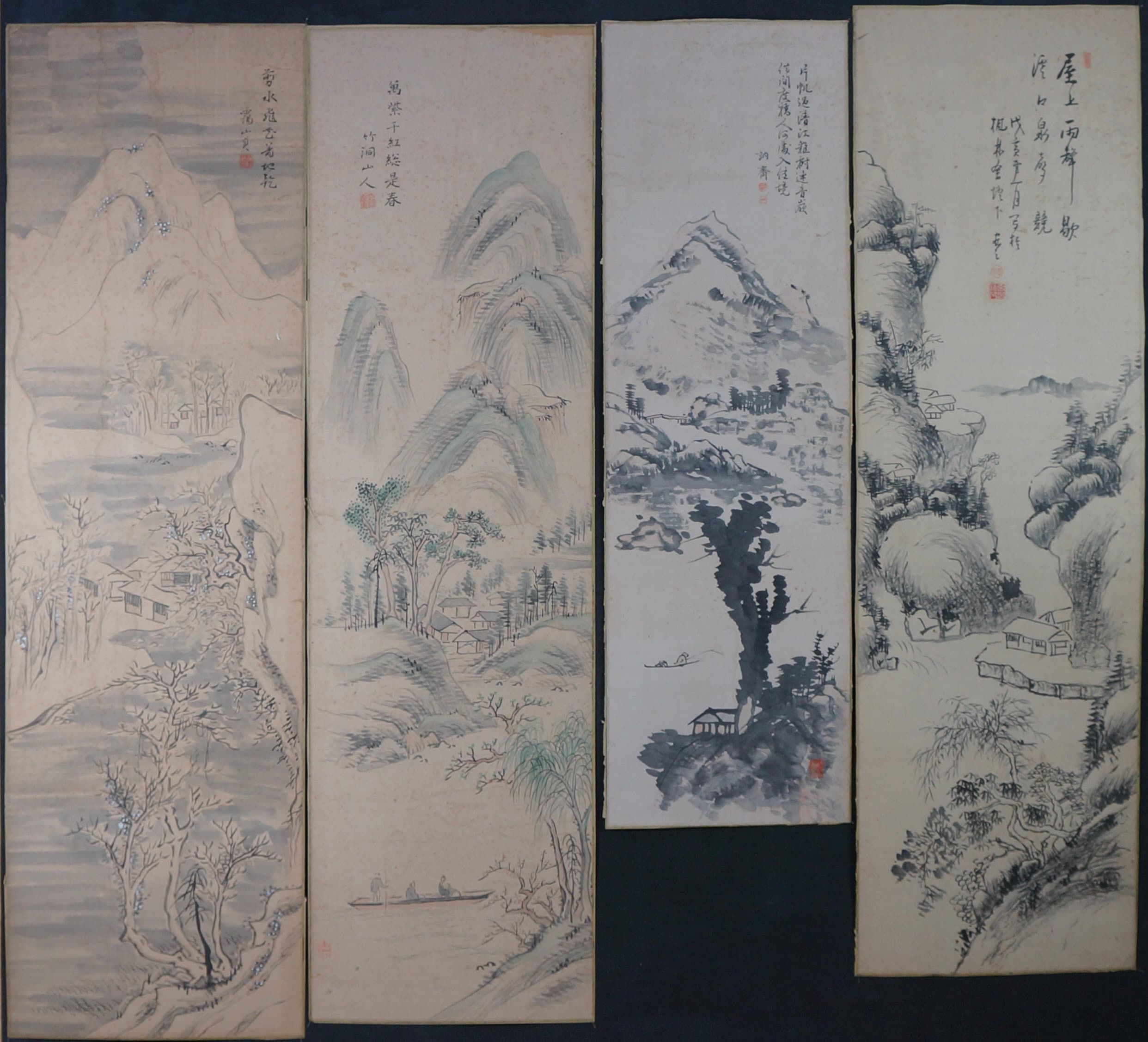 風景画　アンティーク複製画 アンティーク 山水 油彩画 油絵 風景画 金縁 絵画 オブジェ
