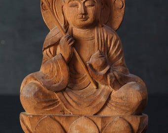 木彫りの仏像 日本彫刻 仏像 木彫り 1914年 桐材 D - Etsy 日本