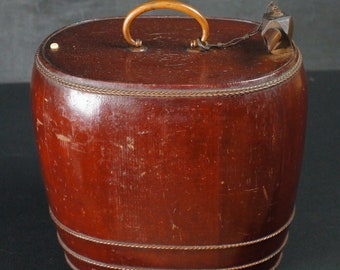 Japan Sake Tokkuri antique lacquered wood jar 1880s wood craft