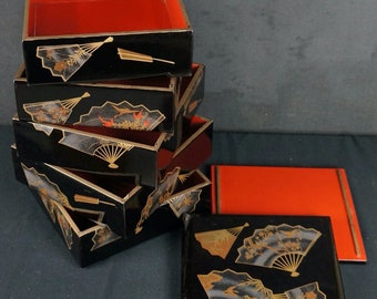 日本製漆塗り木箱 お弁当 1950年代 日本の食品アート 重箱 - Etsy 日本