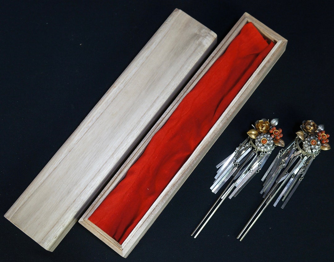 Antique Kanzashi Japan Geisha Hair Pins Kimono Accessory 1880s Etsy