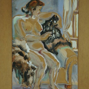 Pintura de acuarela japonesa sobre papel, 1930, composición artística japonesa nudo imagen 2