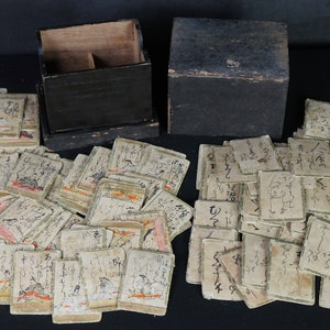Antiek Japans Karuta Hyakunin-isshu Japans kaartspel uit 1850.