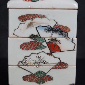 Japan vintage ceramic Bento food box 1930s kiln handcraft image 2