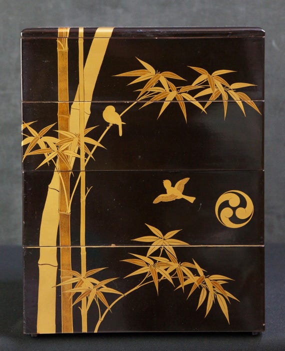 日本製漆塗り桜弁当重箱 1900年 輪島手工芸品 - Etsy 日本