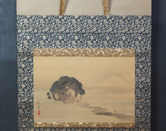 アンティーク 日本 富士山 墨絵 水墨画 1790年 禅美術 酒井抱一 - Etsy