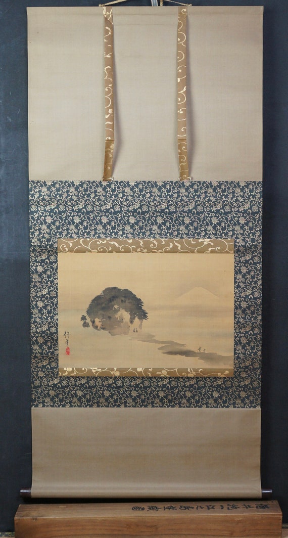 アンティーク 日本 富士山 墨絵 水墨画 1790年 禅美術 酒井抱一 - Etsy