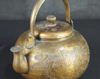 アンティーク 日本製 青銅 やかん ヤカン 手打ち 工芸品 1880 煎茶