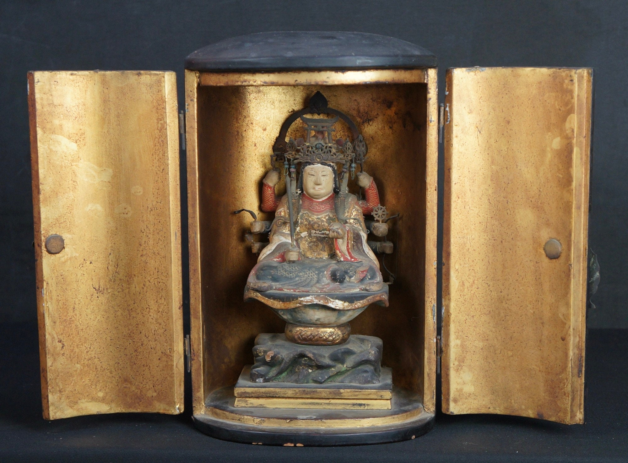 日本の古彫刻、密教仏教の神社、1750年頃、江戸時代中期の工芸品