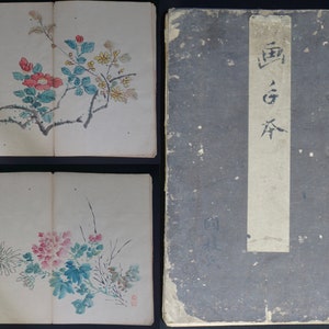 Japan Blumen Skizzenbuch Manuskript Aquarell auf 1800 Washi Papier