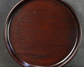 Japan wood tray Sencha Obon 1980 single hard wood block hand craft