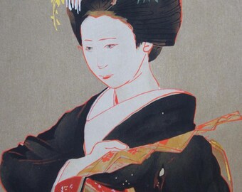 鬼頭鍋三郎 名匠木版画 1976年 舞妓アート - Etsy 日本