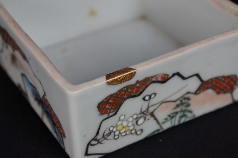 Japan vintage ceramic Bento food box 1930s kiln handcraft image 7