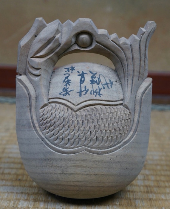 Japanese Buddhist chanting wood bell Mokugyo 1900s Japan craft