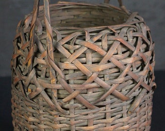 Artesanía japonesa de tejido floral de bambú Ikebana, 1900 Hana-Kago