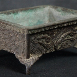 Japan bronze Ikebana basin vase Suiban lost wax art 1880 floral art