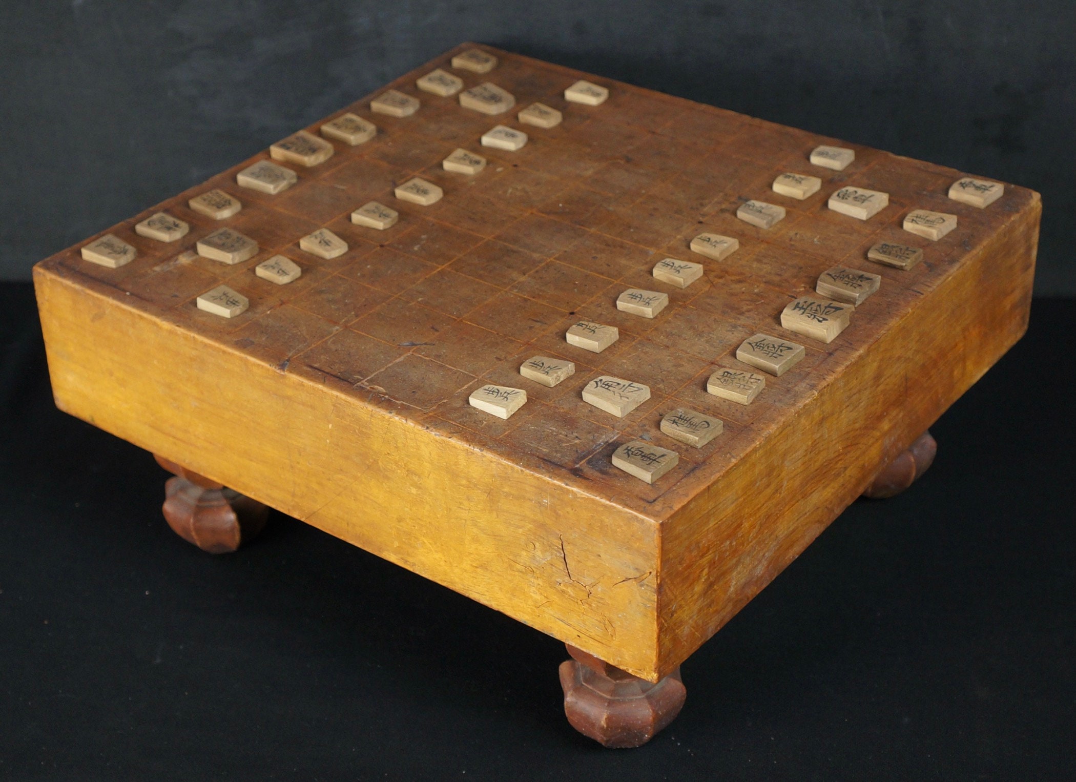 Japanese Wooden Shogi Game Pieces Style Decoration Vintage Art