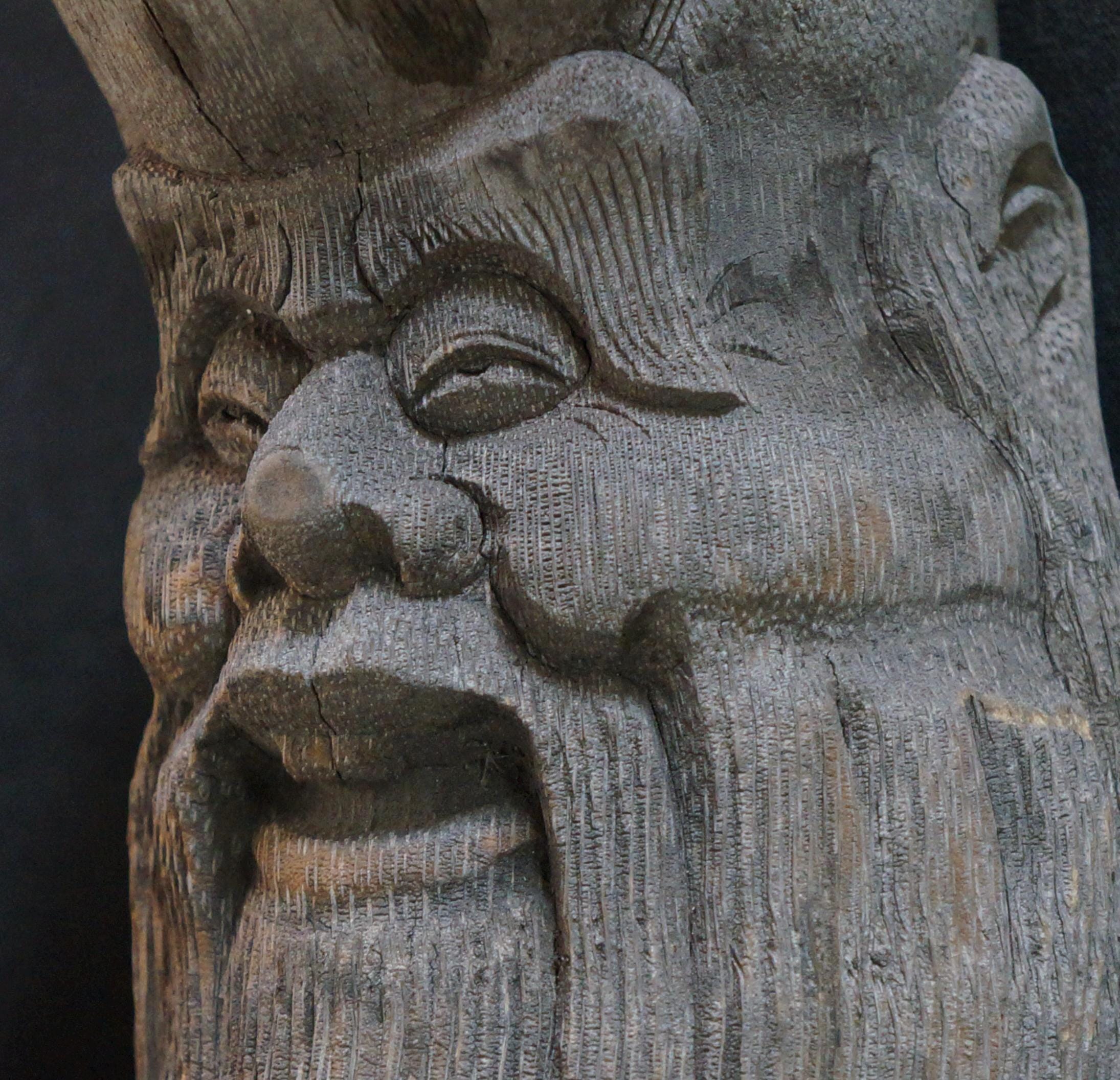 Rural Japan temple Bamboo sculpture Fukurokuju Art Craft Carving