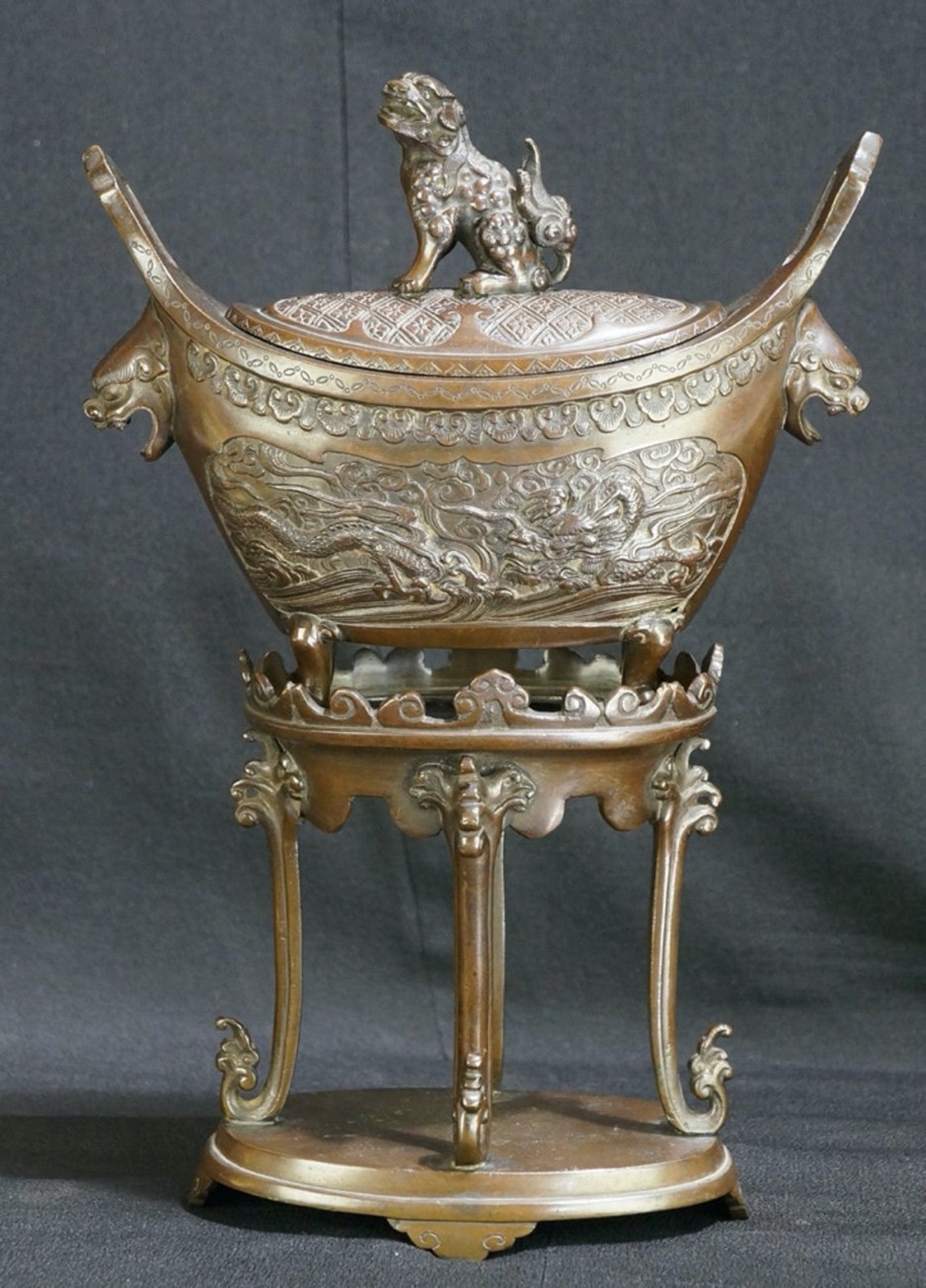 Antique Bronze Koro Japanese Censer Sculpture 1880 Meiji Craft - Etsy