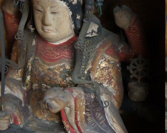 日本の古彫刻、密教仏教の神社、1750年頃、江戸時代中期の工芸品