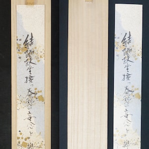 Arte Zen giapponese Tanzaku, porta poesia verticale in legno con calligrafia, artigianato d'interni giapponese degli anni '80