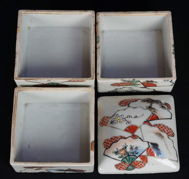 Japan vintage ceramic Bento food box 1930s kiln handcraft image 4