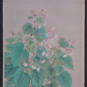 Japan floral watercolor painting 1960s silk art craft