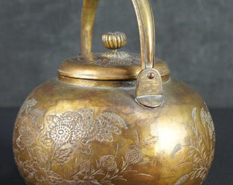 アンティーク 日本製 青銅 やかん ヤカン 手打ち 工芸品 1880 煎茶