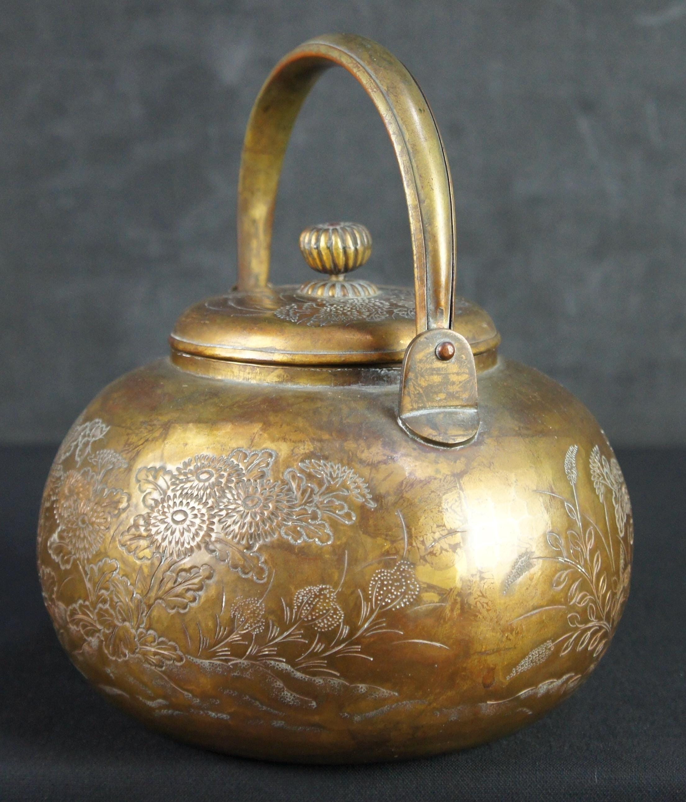 アンティーク 日本製 青銅 やかん ヤカン 手打ち 工芸品 1880 煎茶