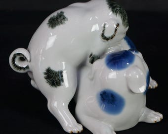 日本 九谷 犬 子犬 陶器 1970 置物 窯 美術工芸品 - Etsy 日本