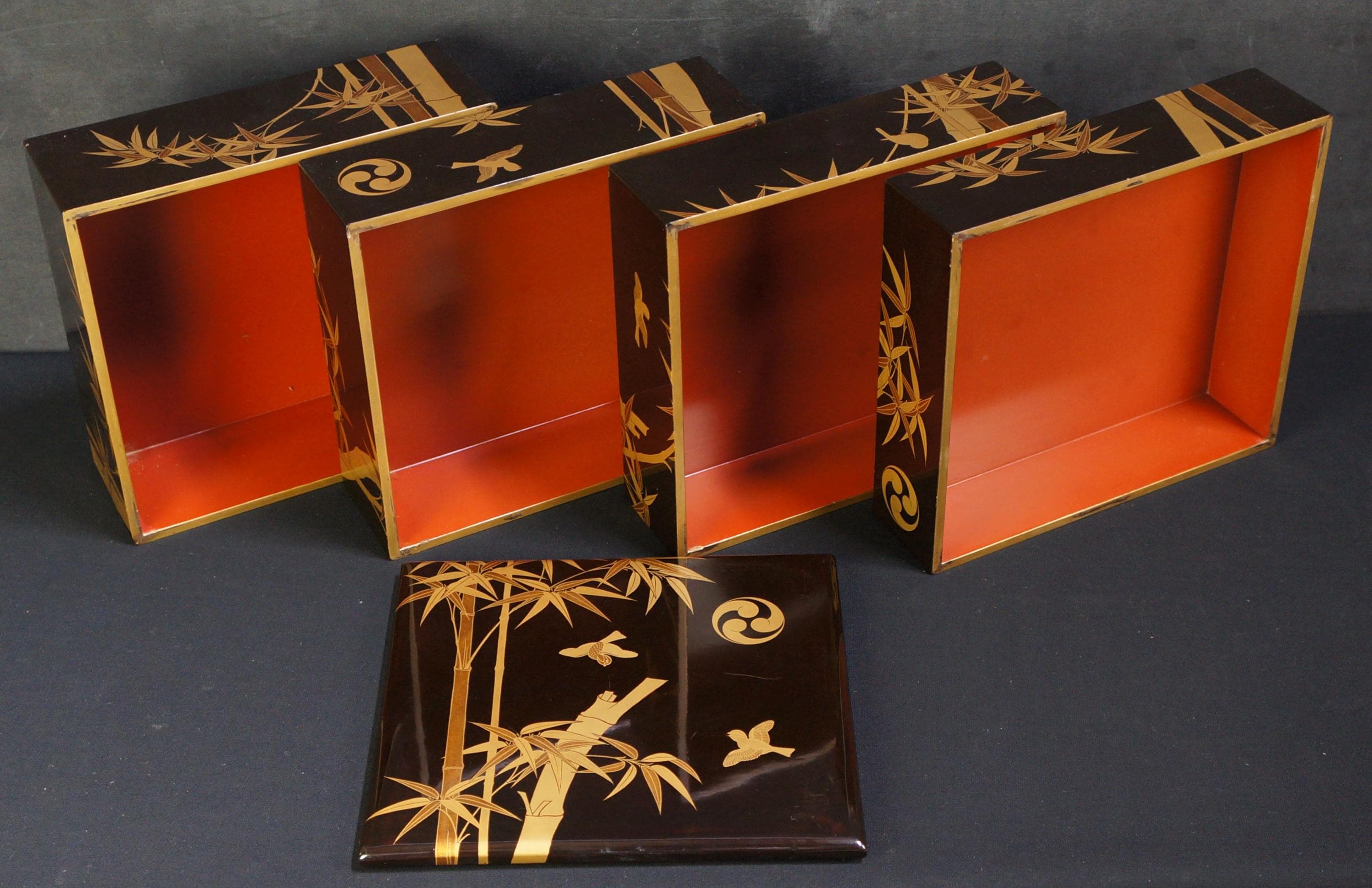 日本製漆塗り桜弁当重箱 1900年 輪島手工芸品 - Etsy 日本