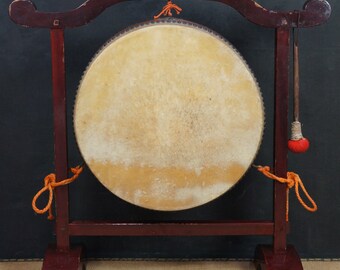 Antique Japan Buddhist temple Taiko drum 1930 Zen