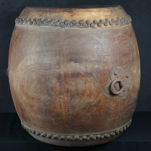 Antique Japan Buddhist drum Taiko hand craft 1800s temple instrument