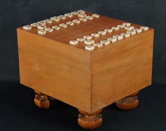 Japan chess Shogi thick Shinkaya wood board 1950s hand craft game 