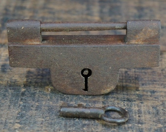 Antique Japan lock forged iron 1800 hand craft blacksmith craft C