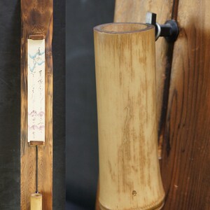 Giappone Arte Zen Tanzaku poesia verticale calligrafia portaoggetti in legno Ikebana vaso 1950