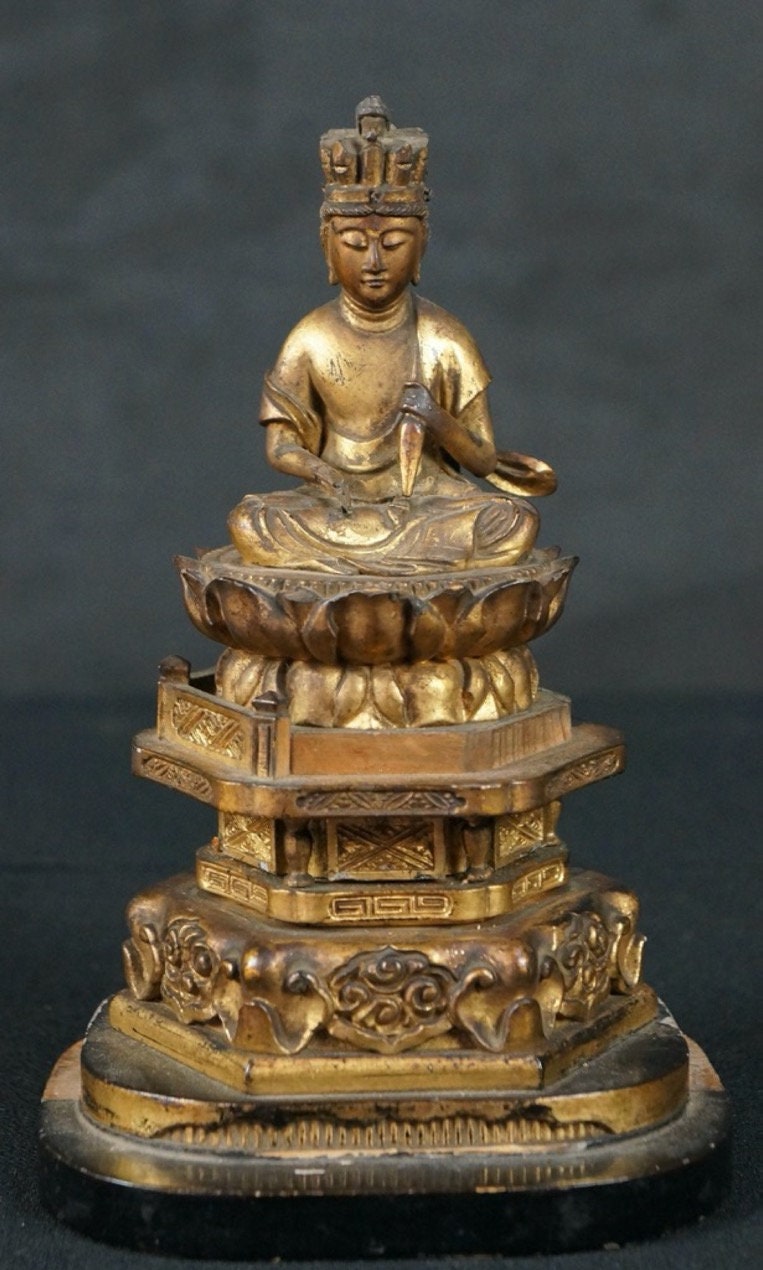 Antique Japan wood Buddha sculpture 1800 temple craft | Etsy