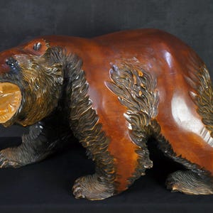 72  熊　木彫り 大きな熊の木彫り 北海道 日本 クマの彫刻 1972年 木彫り工芸 - Etsy 日本