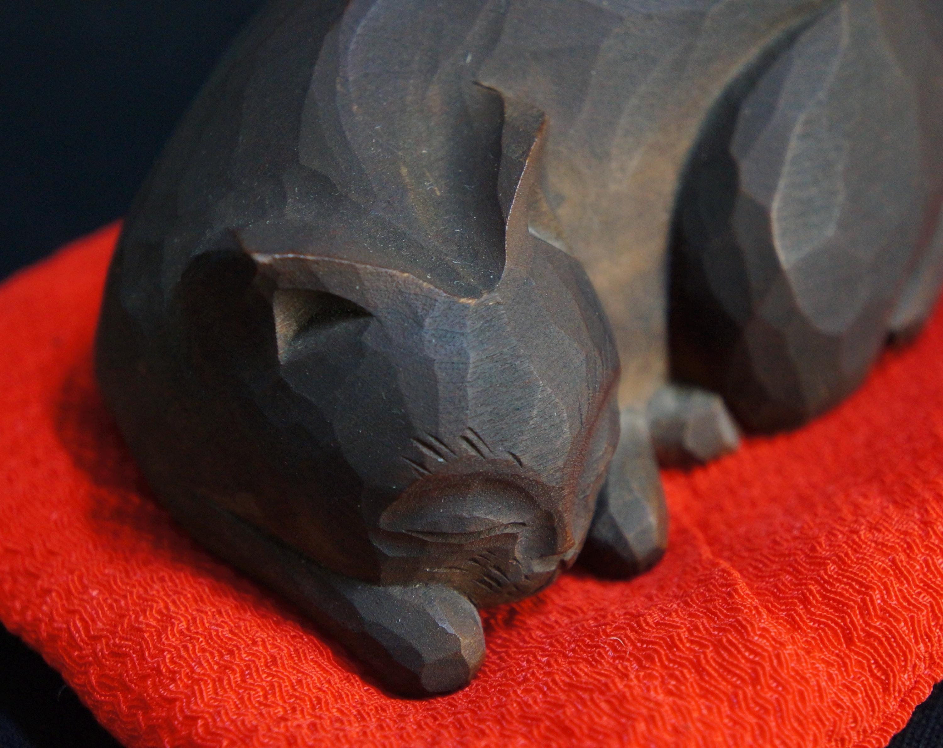 日本の猫 ねこ 木彫り 彫刻 1900年 大工 日本の芸術工芸品 - Etsy 日本