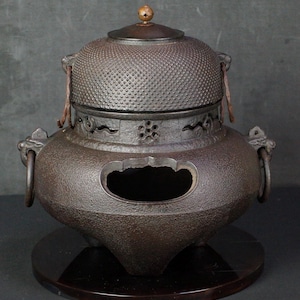 Japan kettle Tea Ceremony Chagama sand cast iron 1900 Sadou craft