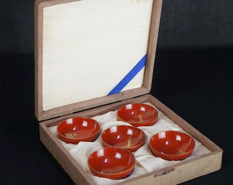 Sakazuki Sake-koppar japanskt lackerat trähantverk 1930