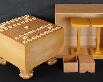 Japan chess Shogi thick Shinkaya wood board 1950 hand craft game 
