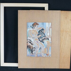 Pintura de acuarela japonesa sobre papel, 1930, composición artística japonesa nudo imagen 7