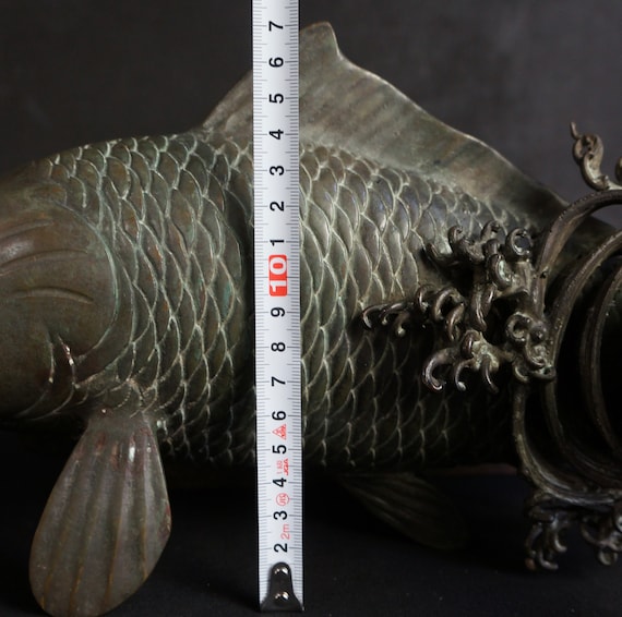 Antique Japan Bronze Koi Carp Sculpture Fountain 1880 Meiji Lost