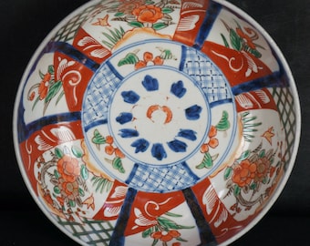 アンティーク伊万里どんぶり鉢：明治時代の日本の陶芸木窯工芸品