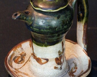 Japan oil lantern table and wall lamp Aburakake 1900s Oribe art craft