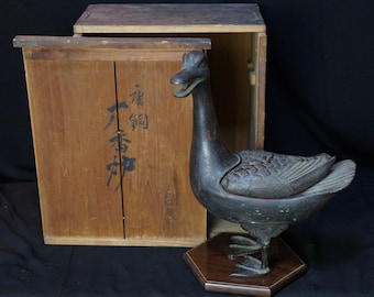 Antique Japan censer bronze Koro sculpture XVI cent lost wax art